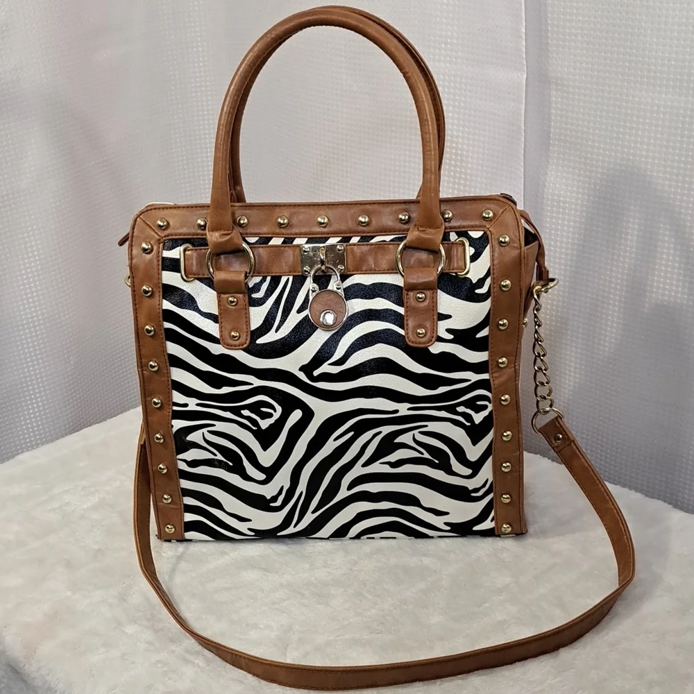Brown and Black Zebra Print Women's Bag